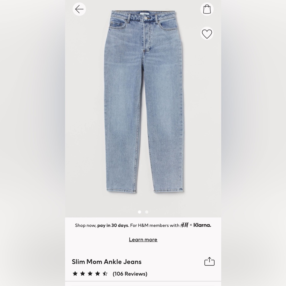 H&M size 2 Slim Mom Jeans